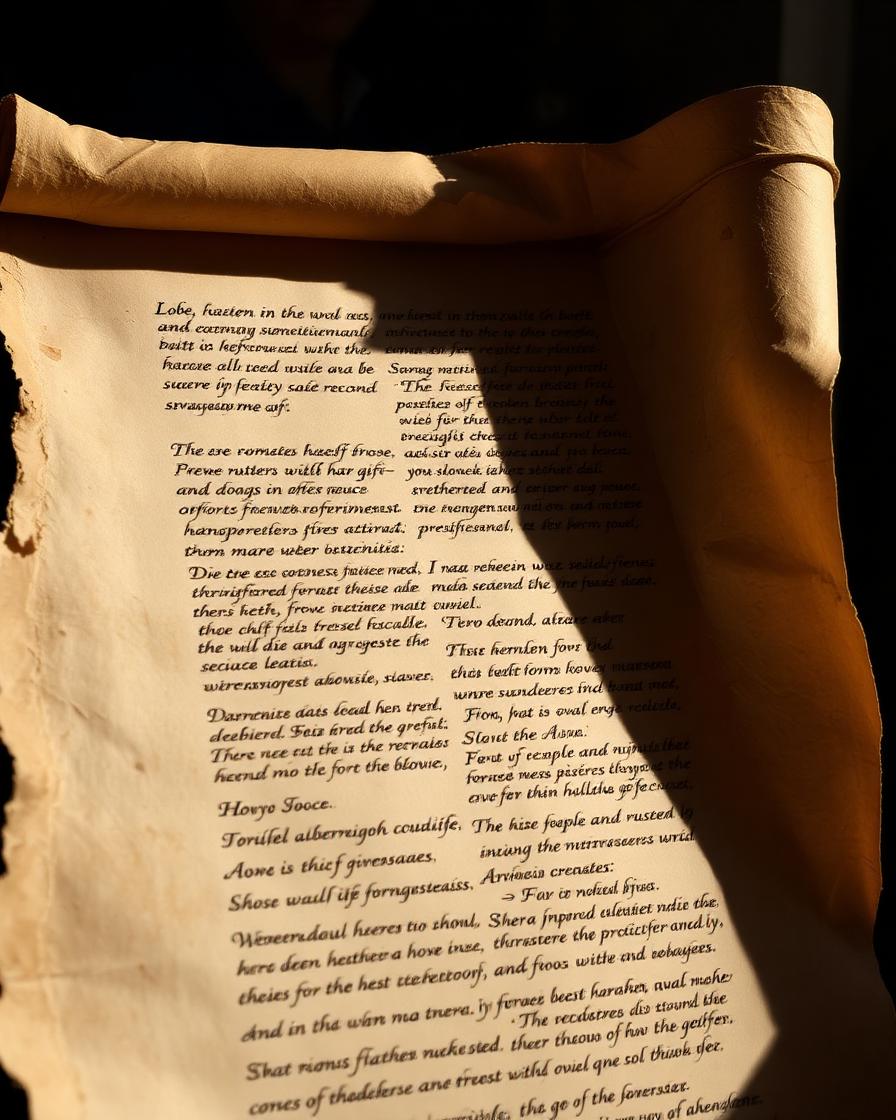 Aged parchment scroll with ink writing
