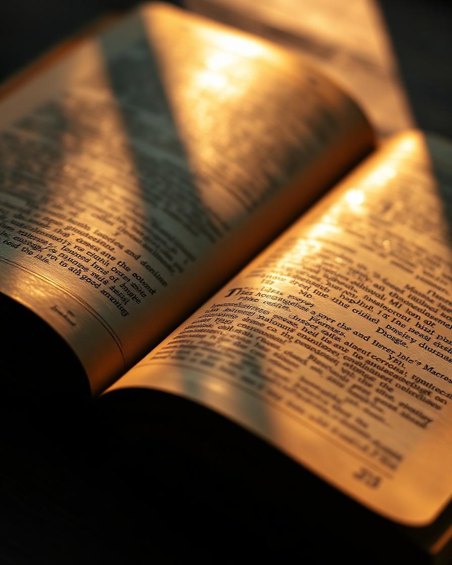 Open Bible bathed in golden light